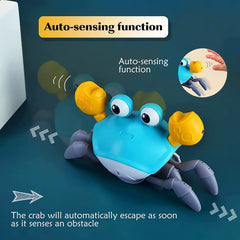 Interactive Crawling Crab Baby Toy with Music, Lights & Obstacle Avoidance(Orange)