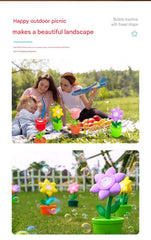 Electric Flower Bubble Machine with Music - Rechargeable, 10-Hole Output(yellow)