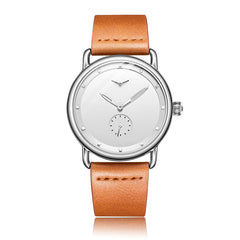 Brown Elegant Men's Watch with Leather Band - Small Seconds, Onion Crown Detail