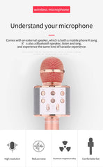 Blue Bluetooth 5.0 Karaoke Microphone for Family Entertainment