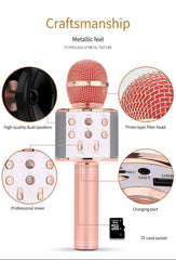 Gold Bluetooth 5.0 Karaoke Microphone for Family Entertainment