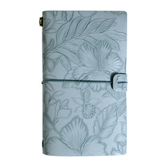 Light blue 2-Pack Vintage Floral Embossed PU Leather Journals - 192 Pages Each