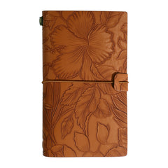 Brown 2-Pack Vintage Floral Embossed PU Leather Journals - 192 Pages Each