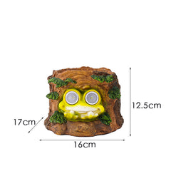 Frog Solar Light Planter - Resin Succulent Pot with Glowing Eyes (Stump frog)