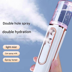 Yellow Dual Nozzle Nano Facial Mister - USB Rechargeable Hydrating Spray