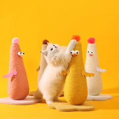 Coffee Adorable Chick Cat Scratching Post - Durable Sisal Rope Scratcher Toy for Cats & Kittens