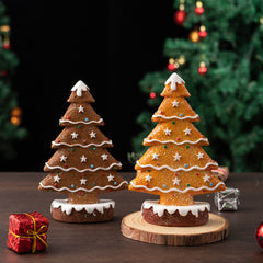 Brown Charming Gingerbread Christmas Tree Figurine - Festive Resin Holiday Table Decor Ornament