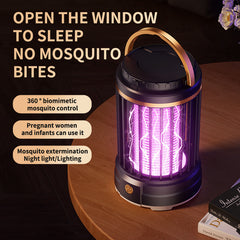USB Rechargeable Dark Blue Portable 3-in-1 Electric Mosquito Zapper Lamp - UV Bug Killer, Warm Night Light & Bright Lantern