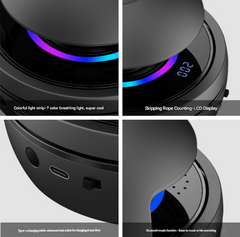 Blue Smart Electric Jump Rope Machine with Bluetooth Music, Remote Control & LED Lights