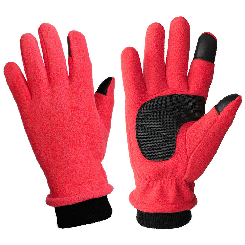 XL Red Warm Windproof Touchscreen Gloves - Anti-Slip Grip for Winter Cycling & Outdoor Sports