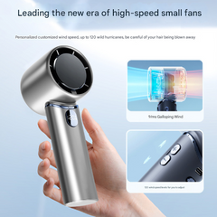 Grey Mini Bladeless Handheld Fan - USB Rechargeable, Quiet Portable Desk Fan