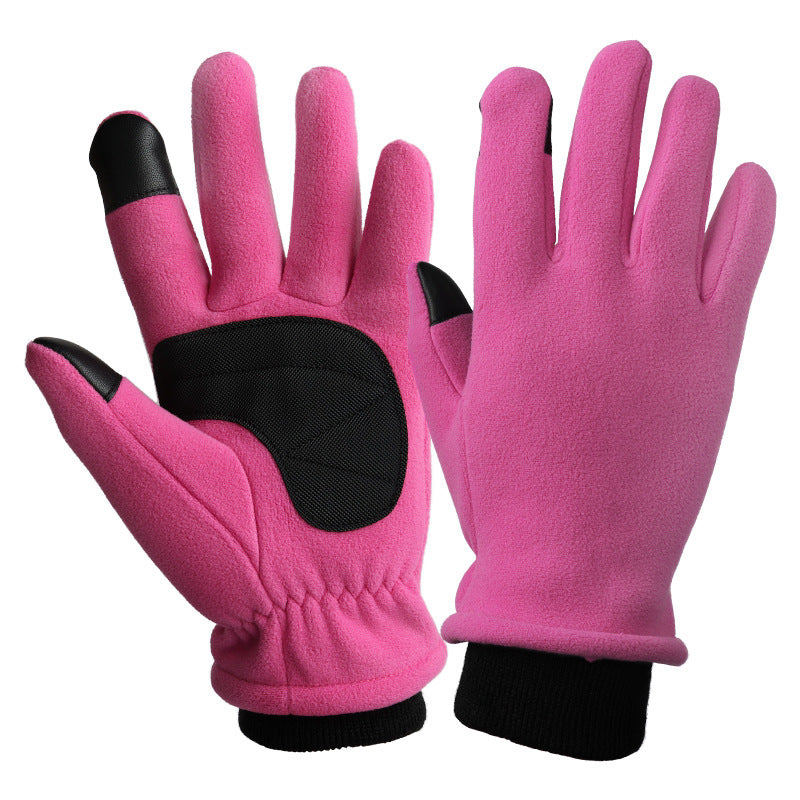M Pink Warm Windproof Touchscreen Gloves - Anti-Slip Grip for Winter Cycling & Outdoor Sports