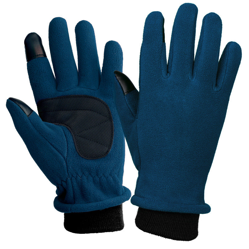 L Navy Blue Warm Windproof Touchscreen Gloves - Anti-Slip Grip for Winter Cycling & Outdoor Sports