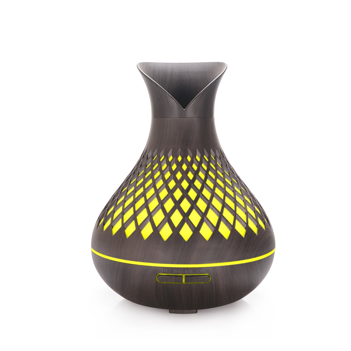 Dark Woodgrain 500ml Wood-Grain Essential Oil Aroma Diffuser with Lattice Design and Humidifier