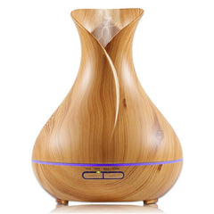 Wood Grain 500ml Wood-Grain Essential Oil Aroma Diffuser with Lattice Design and Humidifier