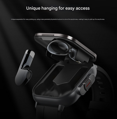 Black Steel 2-in-1 Bluetooth Smartwatch with Integrated Earbuds for Sports