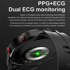 Silver Silicone +22MM Silver Mitsubishi Steel Strip Business Smartwatch with ECG and PPG Monitoring and Stainless Steel Strap