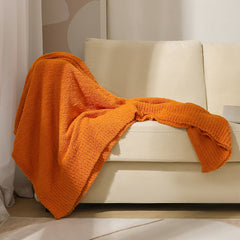 Orange Solid Color Plush Knitted Blanket for Sofa and Office, 152 x 203 cm, 1150g