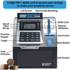 Kids ATM Savings Bank - Electronic Piggy Bank with Debit Card, PIN(Gold)