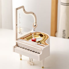 Classical Grand Piano Music Box with Dancing Ballerina(Dancing girl version - white)