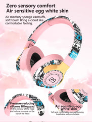 Trendy Graffiti Wireless Over-Ear Headphones - Bluetooth 5.1, HIFI 360 Surround Sound, 12H Playtime, Low Latency(blue)