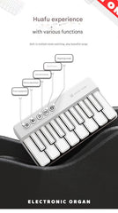 Mini Pocket Piano Electronic Keyboard - 18 Keys, Multiple Modes, LED Lights, Portable Musical Toy(white)