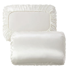 Beige Silky Satin Pillowcase Pair - Smooth for Hair & Skin, Elastic Fitted (46x90+16cm)