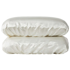 Beige Silky Satin Pillowcase Pair - Smooth for Hair & Skin, Elastic Fitted (46x90+16cm)