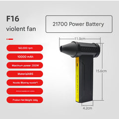 Portable Jet Fan - 200W Powerful Handheld Air Duster & Blower (Wood Grain)