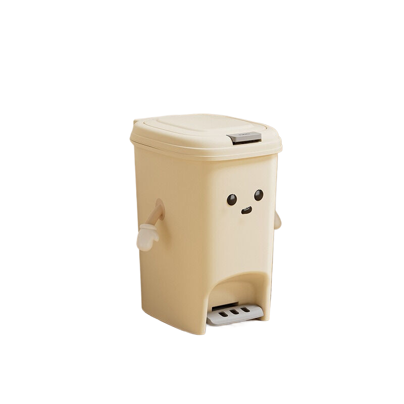 Cream white 8L foot pedal trash can U fun style 20cm * 27.5cm * 27.5cm