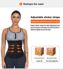 Size M Black Womens Sweat-Enhancing Waist Trainer Belt - Dual Strap Zipper Tummy Control Cincher for Workout & Postpartum Shaping