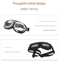 Blue Frame Black Film Retro Pet Goggles - UV Protection Sunglasses for Small Medium Dogs & Cats, Windproof Shatterproof Eye Protection