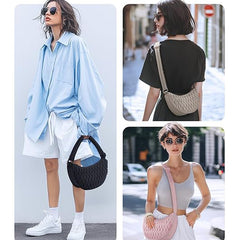 Black Chic Pleated Crescent Sling Bag - Water-Resistant Lightweight Crossbody & Shoulder Purse