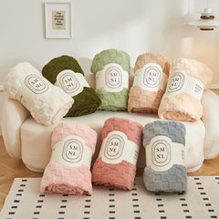 200*230CM Light Green Ultra-Soft Waffle Textured Plush Fleece Blanket - Large Cozy All-Season Throw for Bed & Sofa