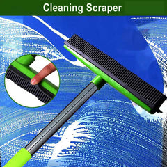 Light Grey and Silver Versatile Pet Hair Remover Rubber Broom & Squeegee - 125cm Adjustable Stainless Steel Handle for Carpets, Floors & Windows