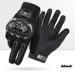 Size XL Black Protective Motorcycle Riding Gloves - Hard Knuckle Armour & Touchscreen Fingertips