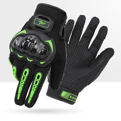 Size XL Green and Black Protective Motorcycle Riding Gloves - Hard Knuckle Armour & Touchscreen Fingertips