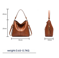 Black Womens Soft PU Leather Hobo Bag - Large Casual Tote Handbag with Adjustable Crossbody Strap