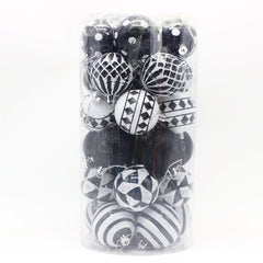 Black-white 30-Piece 6cm Electroplated Christmas Baubles - Hand-Painted Tree Ornaments