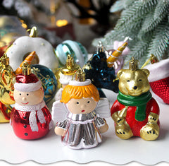 Bear 72-Piece Christmas Bauble Set - Hand-Painted House and Round Ornaments