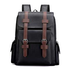 Black Large-Capacity PU Leather Backpack - Stylish Business & Travel Companion