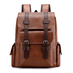 Light Brown Large-Capacity PU Leather Backpack - Stylish Business & Travel Companion