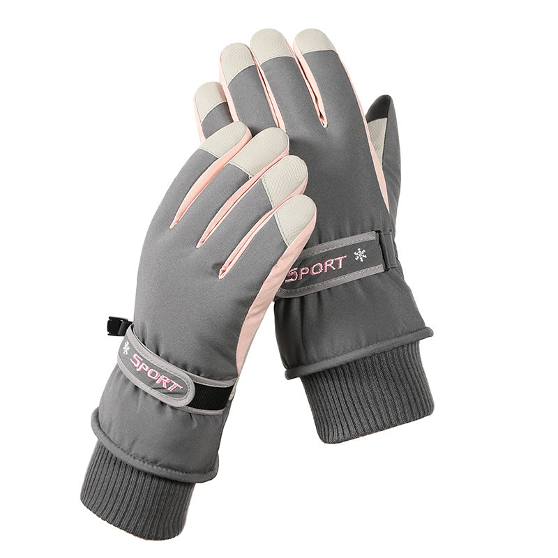 Women's Grey Top-Rated Waterproof Touchscreen Ski Gloves - Fleece-Lined for Men & Women