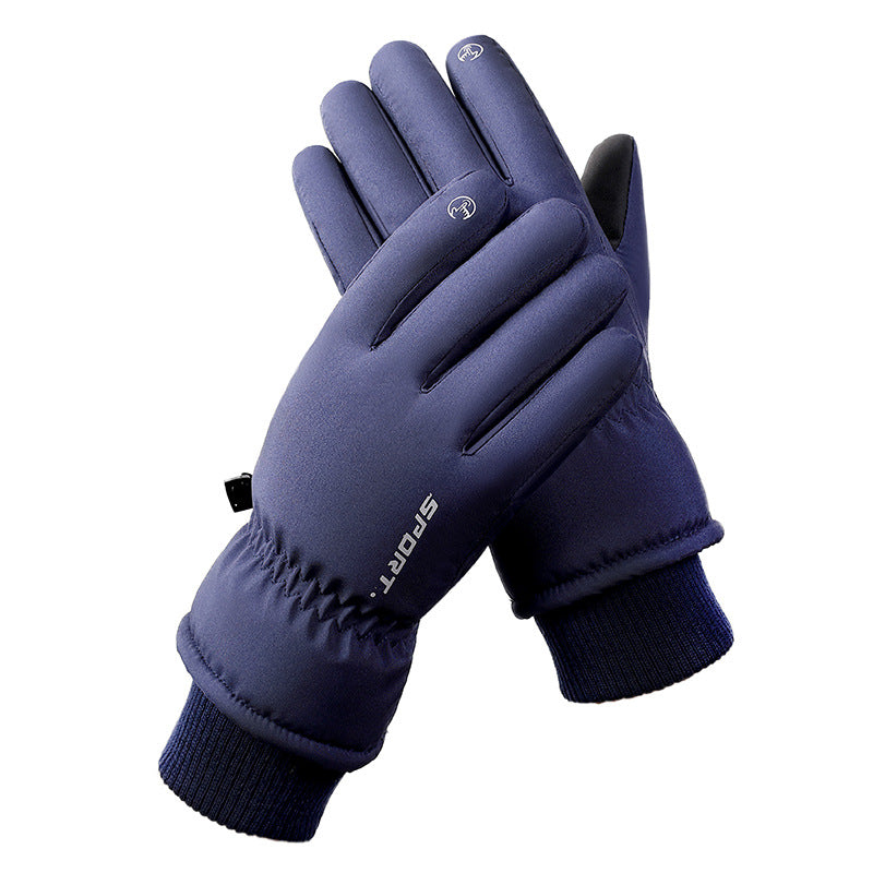 Men's Blue Top-Rated Waterproof Touchscreen Ski Gloves - Fleece-Lined for Men & Women