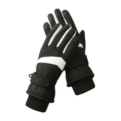 Women's Black-white Color Combination Top-Rated Waterproof Touchscreen Ski Gloves - Fleece-Lined for Men & Women
