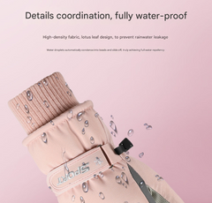 Women's White-black Color Combination Top-Rated Waterproof Touchscreen Ski Gloves - Fleece-Lined for Men & Women