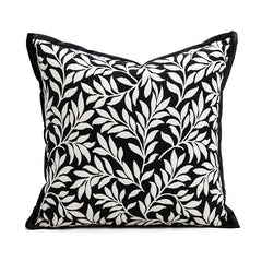 45*45cm Leaves Triangle Elegant Two-Piece INS-Style Jacquard Pillow Covers - Black & White Sofa Decor
