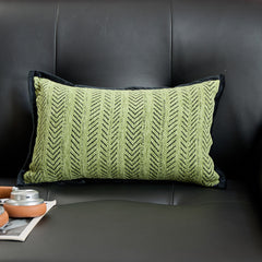 Green 2PCS Luxe Thick Chenille Herringbone Pillow Cover - Solid Color Square Lumbar Pillow