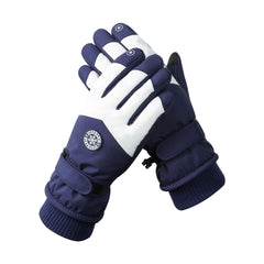 Men's Blue-white Color Combination Top-Rated Waterproof Touchscreen Ski Gloves - Fleece-Lined for Men & Women