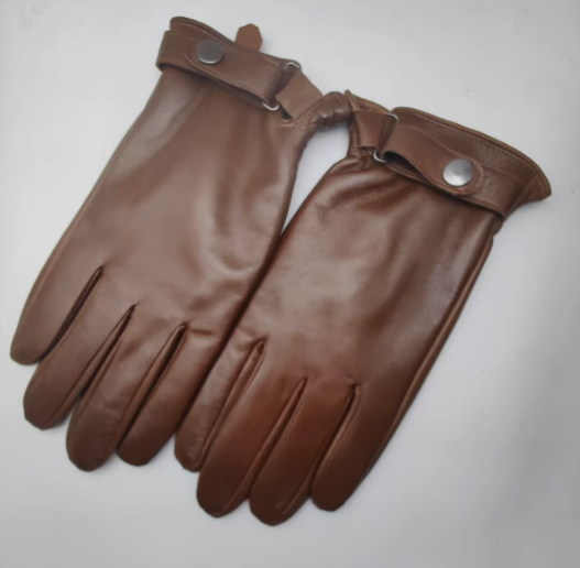 M Brown Premium Men's Genuine Sheepskin Leather Driving & Cycling Gloves